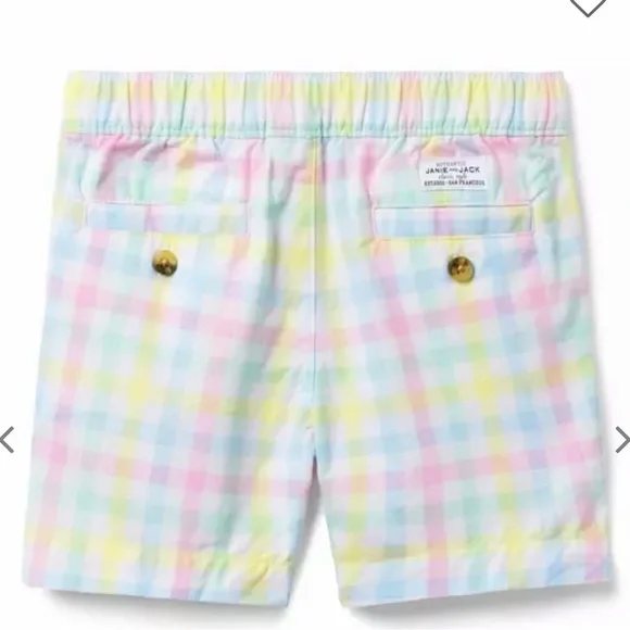 Janie and Jack Pastel Gingham Drawstring Shorts - Pink, Blue, Yellow, Green NWOT - Picture 4 of 7
